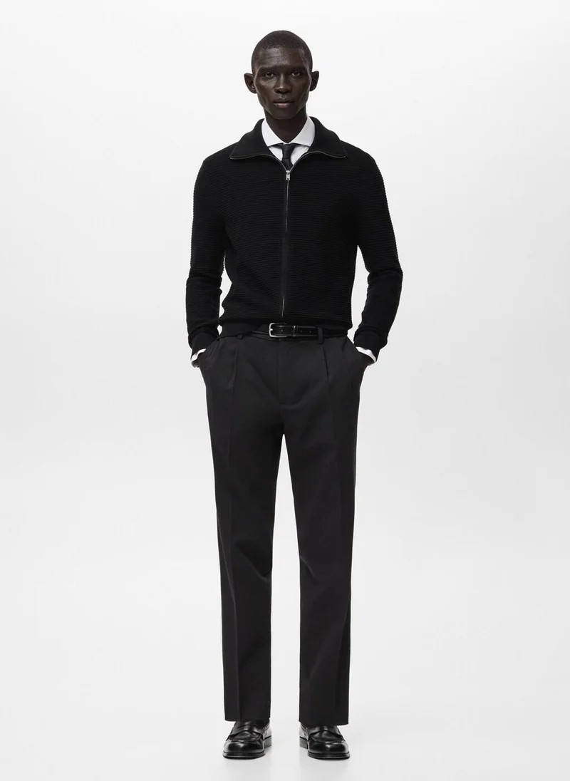 Mango Man  Structured knitted cardigan with zip for Men | Best Price UAE